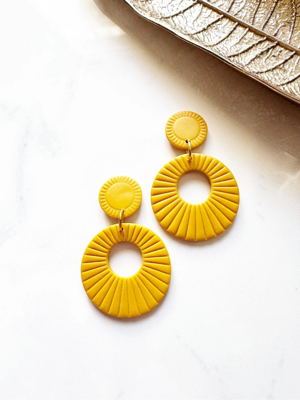 Handmade Yellow Sunburst Drop Earrings